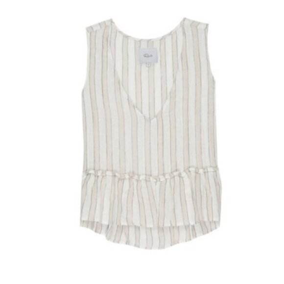 Rails Mira Costa Stripe Metallic Linen Peplum Tank - Picture 7 of 17